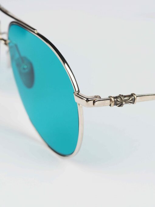 Chrome Hearts Glasses Sunglasses STEPPIN BLU – SHINY SILVERAQUA MARINE 1