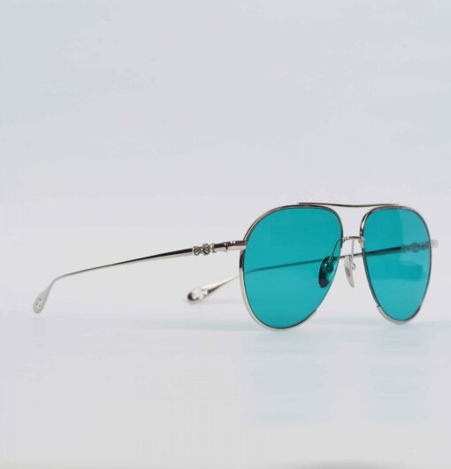 Chrome Hearts Glasses Sunglasses STEPPIN BLU – SHINY SILVERAQUA MARINE 5
