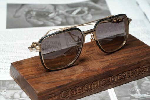 Chrome Hearts glasses Chrome Hearts Sunglasses HUMPSTER – MATTE BLACKMATTE GOLD PLATED 1 1024x682 1