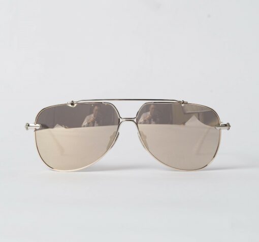 Chrome Hearts glasses GRITT – GOLD PLATEDSHINY SILVERWHITE PERFORATED LEATHER 1
